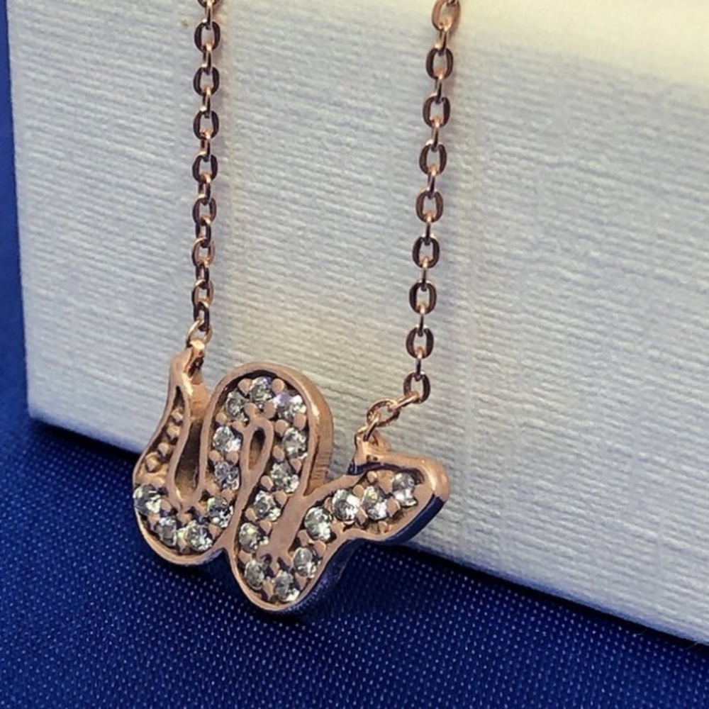 Rose Gold Snake Pendant Necklace w/ Swarovski